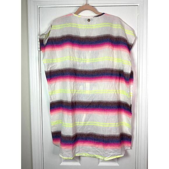 ONDADEMAR Embroidered Striped Tunic Cover-Up Top Loose Fit Swim Boho - Sz Small - Picture 6 of 7